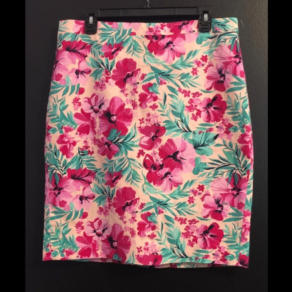 J. Crew Floral Pencil Skirt in Pink, Teal & Cream - Picture 1 of 3